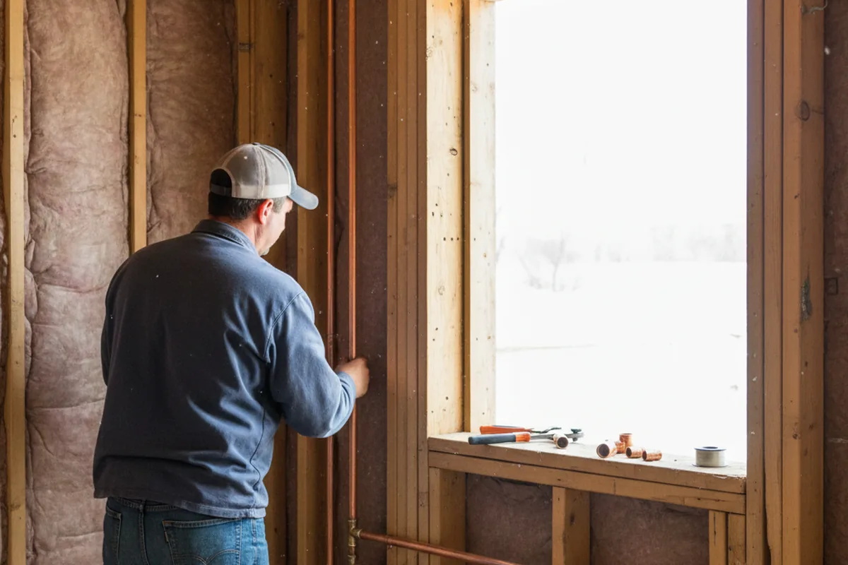 Licensed plumber running new copper supply lines in a Lake Bluff home